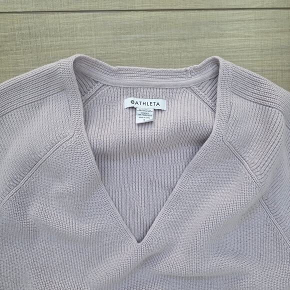 Athleta Hanover V-Neck Merino Wool Blend Lavender Sweater Women Sz S - Picture 9 of 13